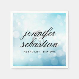 Luxury Blue glitter bokeh BRÖLLOP MONOGRAM Pappersservett