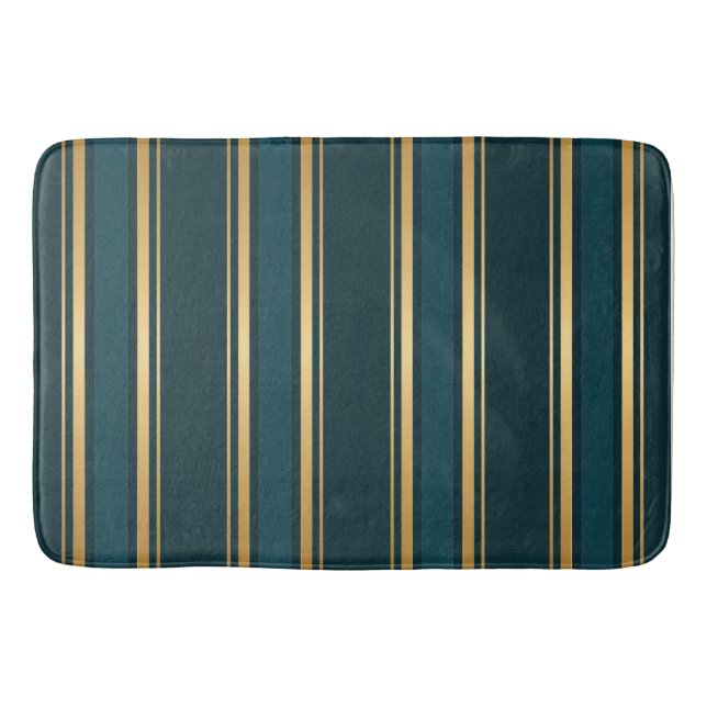 Luxury Blue Green Gold Stripe Gift Wrap Pattern Badrumsmatta (Framsidan)