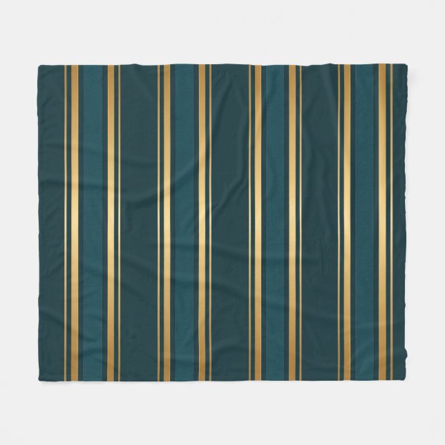 Luxury Blue Green Gold Stripe Gift Wrap Pattern Fleecefilt (Framsidan (Horisontell))