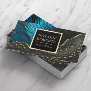 Luxury Blue & Guld Agate Beauty Salon & Spa Visitkort
