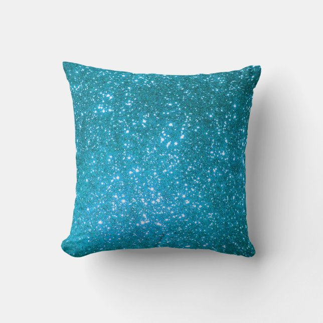 Luxury Blue Guld Glitter Kudde (Framsida)