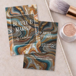 Luxury Blue Marble Makeup Artist & Hair Stylist Visitkort