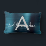 Luxury Blue Stainless Steel Monogram Namn Lumbarkudde<br><div class="desc">Blue Faux Brushed Metall Metallic Stainless Steel Monogram Namn Monogram Mousepad. Den här monogrammerade Mousepad kan anpassas så att den omfattar ditt första namn och ditt första bidrag och är perfekt för skolan eller kontoret och gör en underbar jul- eller födelsedagspresent.</div>