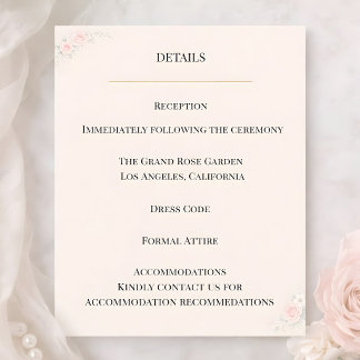 Luxury Blush Floral Details Card Inbjudningar