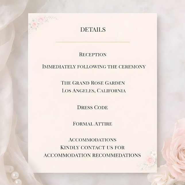 Luxury Blush Floral Details Card Inbjudningar (Skapare uppladdad)