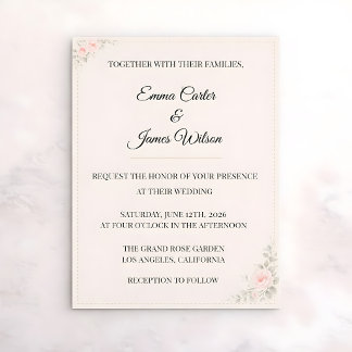 Luxury Blush Floral Wedding Invitation Inbjudningar