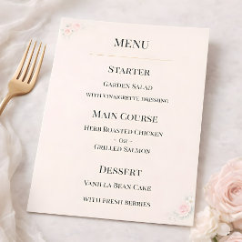 Luxury Blush Floral Wedding Menu Meny