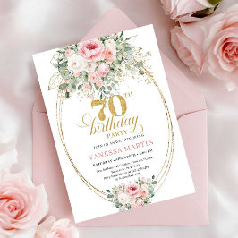 Luxury Blush Roses Digital 70th Birthday Invite Inbjudningar
