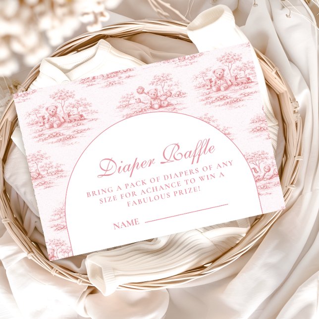 Luxury Blush Toile Baby Shower Diapper Raffle Tilläggskort (Skapare uppladdad)