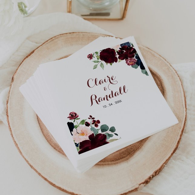 Luxury Boho Colorful Blommigt Bröllop Napkins Pappersservett (Skapare uppladdad)