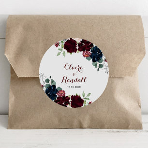 Luxury Boho Colorful Blommigt Bröllop Runt Klistermärke