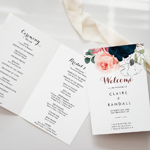 Luxury Boho Colorful Blommigt Foldat-Bröllopsprogr Program