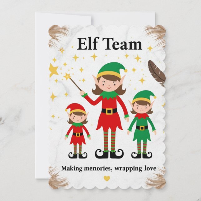 Luxury Boho Elf Team Holiday Party Invitation Inbjudningar (Framsida)