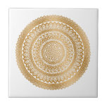 Luxury Boho Faux Guld Mandala Ornament White Kakelplatta<br><div class="desc">Faux Guld Boho Bohemian Mandala Ornament på en vit bakgrund keramisk bricka. Observera att guld är en platt färg-utskrift och inte en egentlig guld-folie.Bakgrunden färg är anpassade och kan ändras till vilken annan som helst.</div>
