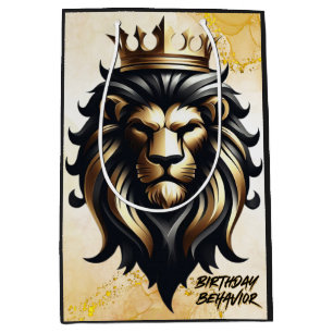 Luxury Bold Black och Guld Lejon med Krona