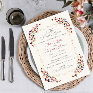 Luxury Botanical Blommigt Paisley Rehearsal Dinner Inbjudningar