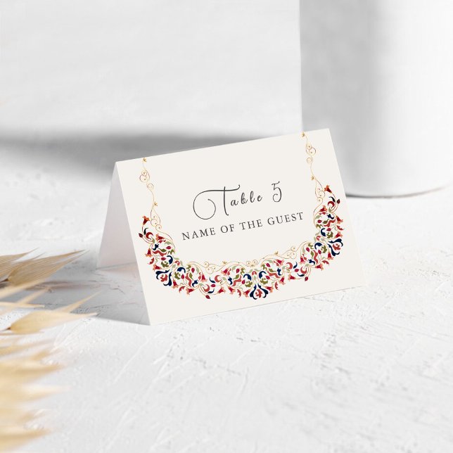 Luxury Botanical Floral Paisley Wedding Place Card Bordsnummer (Skapare uppladdad)