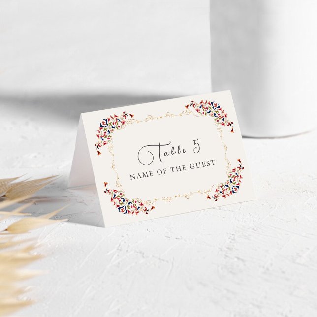 Luxury Botanical Floral Paisley Wedding Place Card Bordsnummer (Skapare uppladdad)