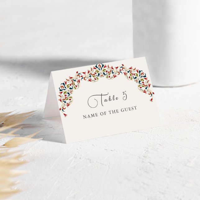 Luxury Botanical Floral Paisley Wedding Place Card Bordsnummer (Skapare uppladdad)