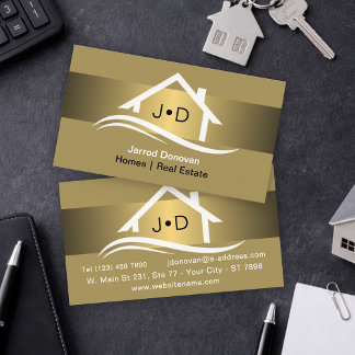 Luxury Brass Gold Real Estate Elegant Professional Visitkort
