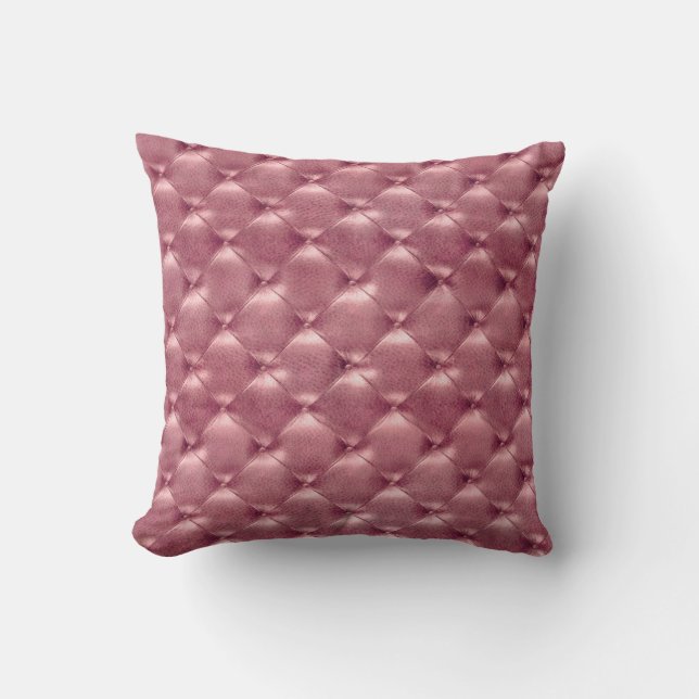 Luxury BrightPink Ro Tusted Leather Opulent Glam Kudde (Framsida)