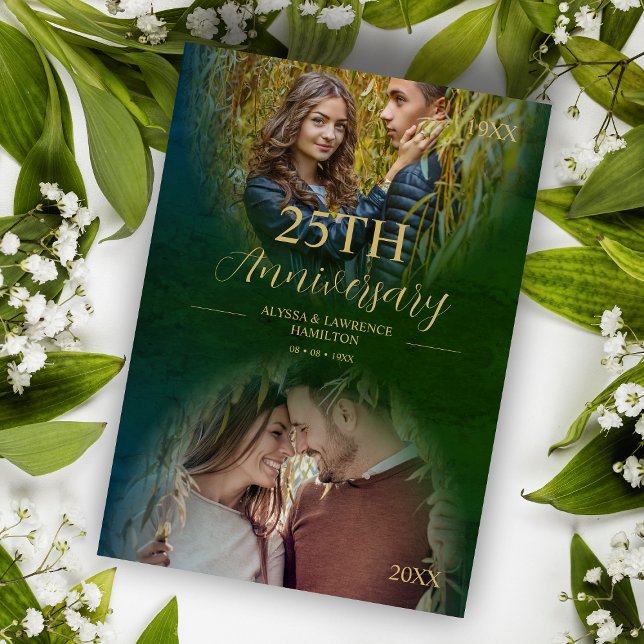 Luxury Bröllop-årsdag 2 Foton - overlay Oval Inbjudningar (Skapare uppladdad)