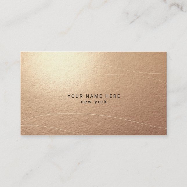 Luxury Bronze Abstract Waves Business Cards Tilläggskort (Framsida)