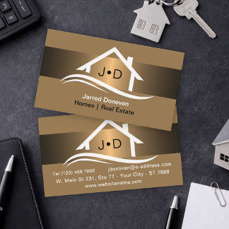 Luxury Bronze Gold Real Estate Classy Professional Visitkort