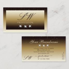 Luxury Brown Beige Ombre Gnistra Diamonds Monogram Visitkort