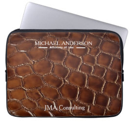 Luxury Brown Crocodile Leather Attorney at Law Laptop Fodral