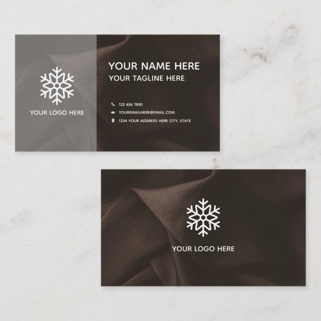 Luxury Brown Silk Business Card Visitkort (Fram/baksida)