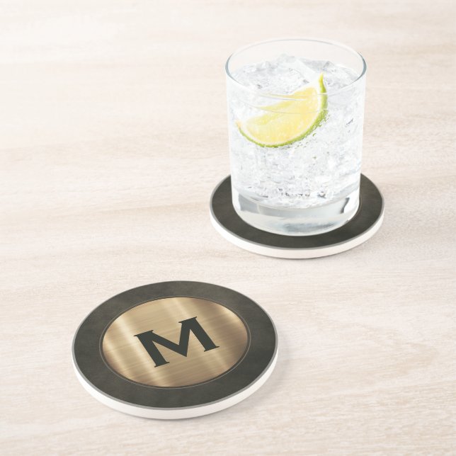 Luxury Brushed Guld Monogram Underlägg (Sidan)