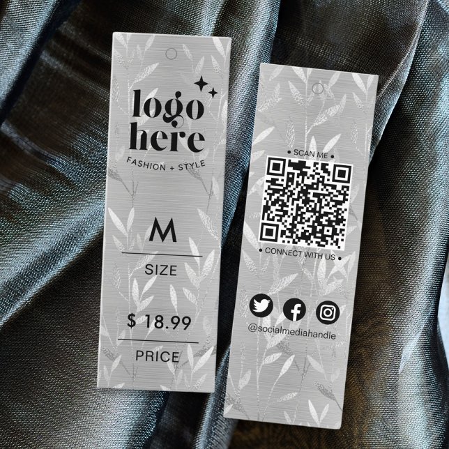 Luxury Brushed Metall Silver Lämnar Prisa hängda M (Luxury Brushed Metal Silver Leaves Price Hang Tags)