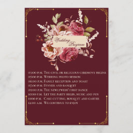Luxury Burgundy and Gold Floral Wedding Program