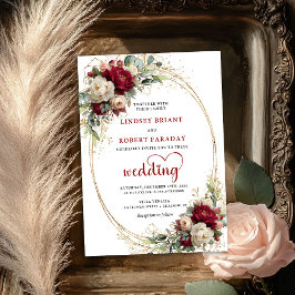 Luxury Burgundy Bohemian Floral Wedding Invitation Inbjudningar