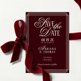 Luxury Burgundy Calligraphy Wedding Spara Datumet