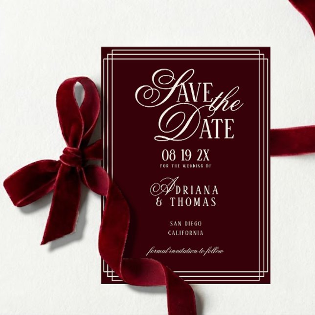 Luxury Burgundy Calligraphy Wedding Spara Datumet (Skapare uppladdad)