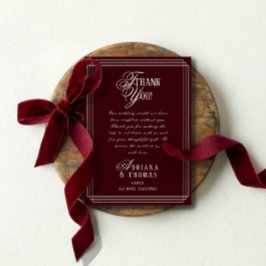 Luxury Burgundy Calligraphy Wedding Tack Kort