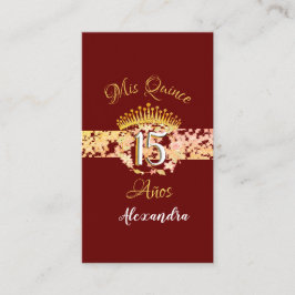 Luxury Burgundy Elegant Quinceañera Spanska Tilläggskort