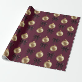 Luxury Burgundy & Gold Baubles & Bows Presentpapper