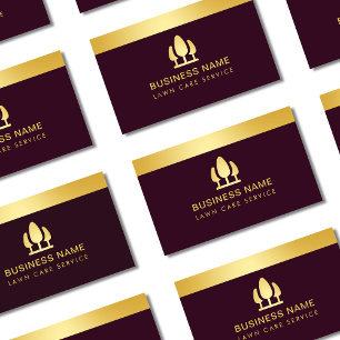 Luxury Burgundy & Guld Gräsmatta Care Visitkort