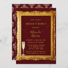 Luxury Burgundy & Guld Royal Brunch & Bubly Inbjudningar