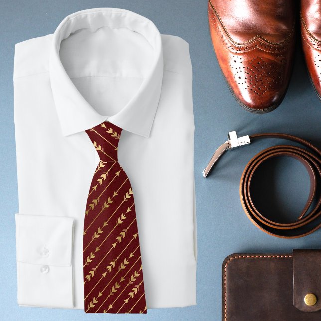 Luxury Burgundy Red Guld Arrow Snyggt Mönster Slips (Skapare uppladdad)