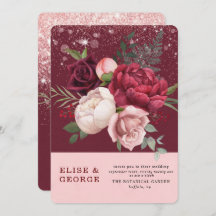 Luxury Burgundy Rosa Peony Glitter Bröllop
