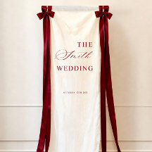 Luxury Burgundy Wedding Welcome Sign, Fabric Banne