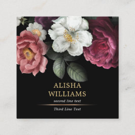 Luxury Business Blommigt Black Guld Fyrkantigt Visitkort