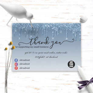 Luxury Business Blue Dripping Glitter Tack Kort