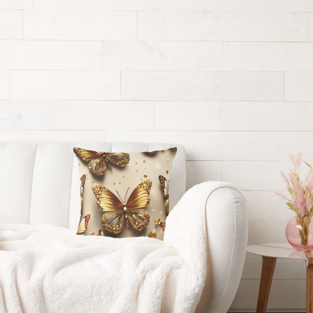 "Luxury Butterfly Bliss: 3D Sparkling Butterfly  Kudde (Soffa)