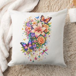 Luxury Butterfly Floral Throw Pillow Kudde