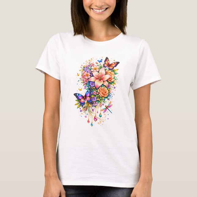 Luxury Butterfly Floral Women’s T-Shirt (Framsida)